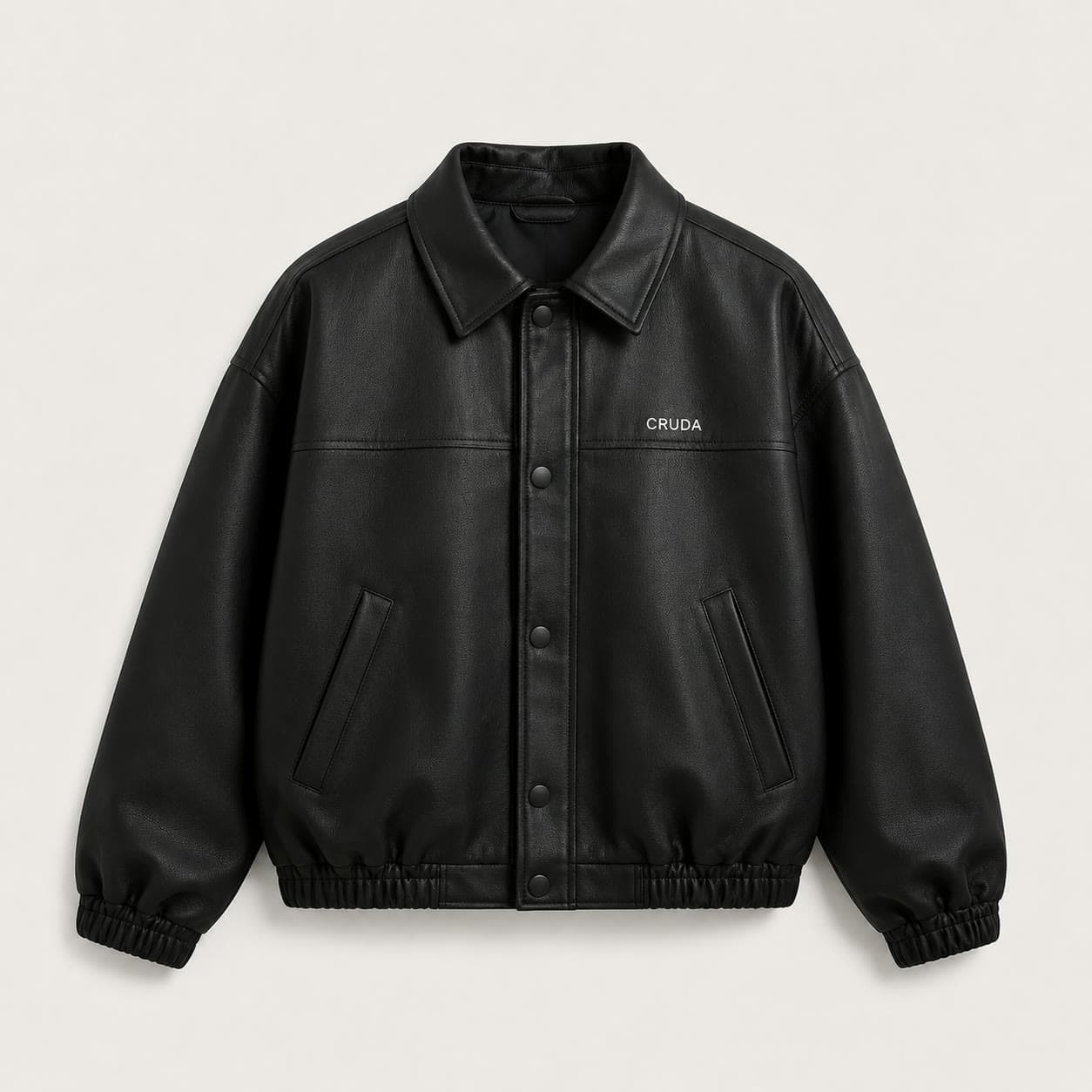 Campera de cuero snap CRUDA
